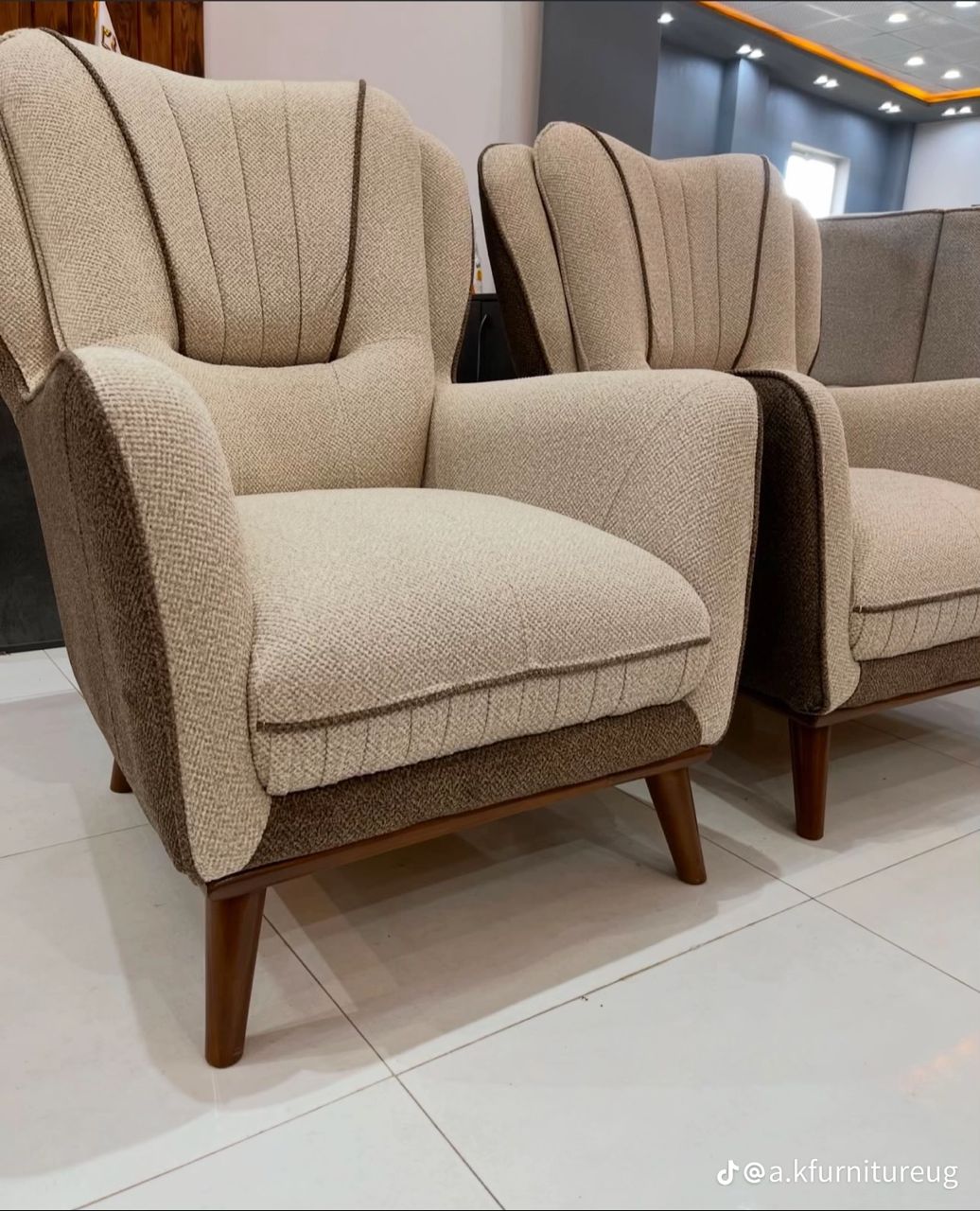 Channel Tufted Wingback Accent Chairs - Set of 2